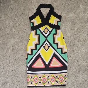 Hale Bob Gorgeous Geonetric Halter Dress XS